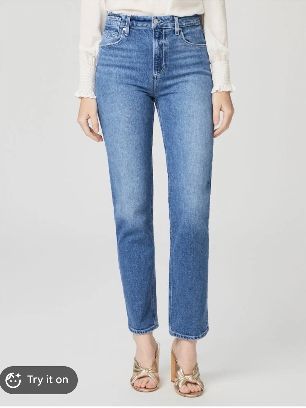 PAIGE Stella Women's Light Blue Straight-Leg Jeans - Picture 2 of 6
